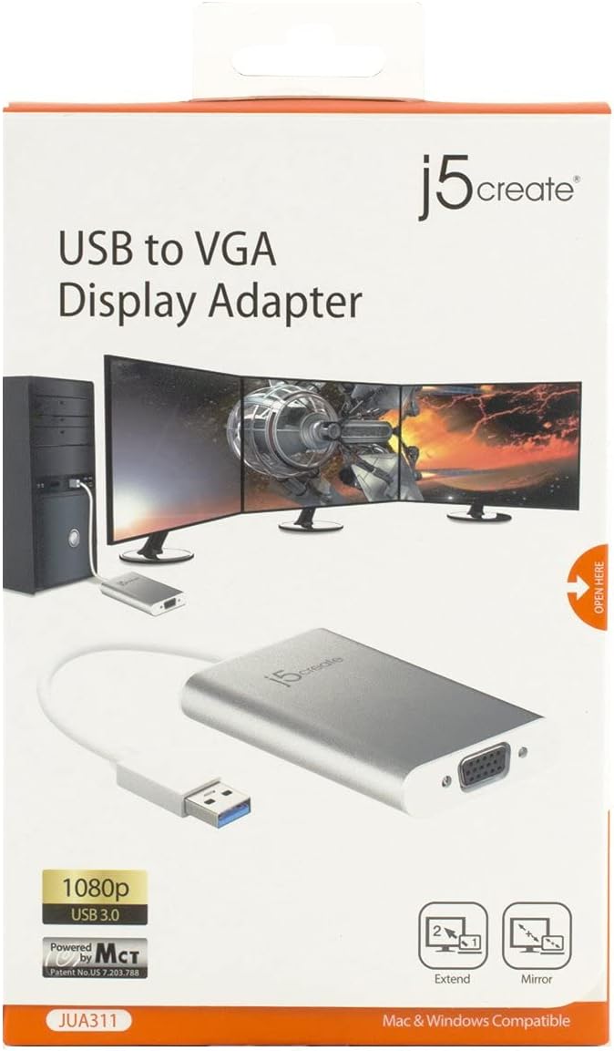 J5 Create USB-A to VGA Aluminum Display Adapter 1080p HD Resolution Up to 2048 x 1152| USB 3.1/3.0/2.0 Port | Compatible with Windows and Mac (JUA311) - Image 5